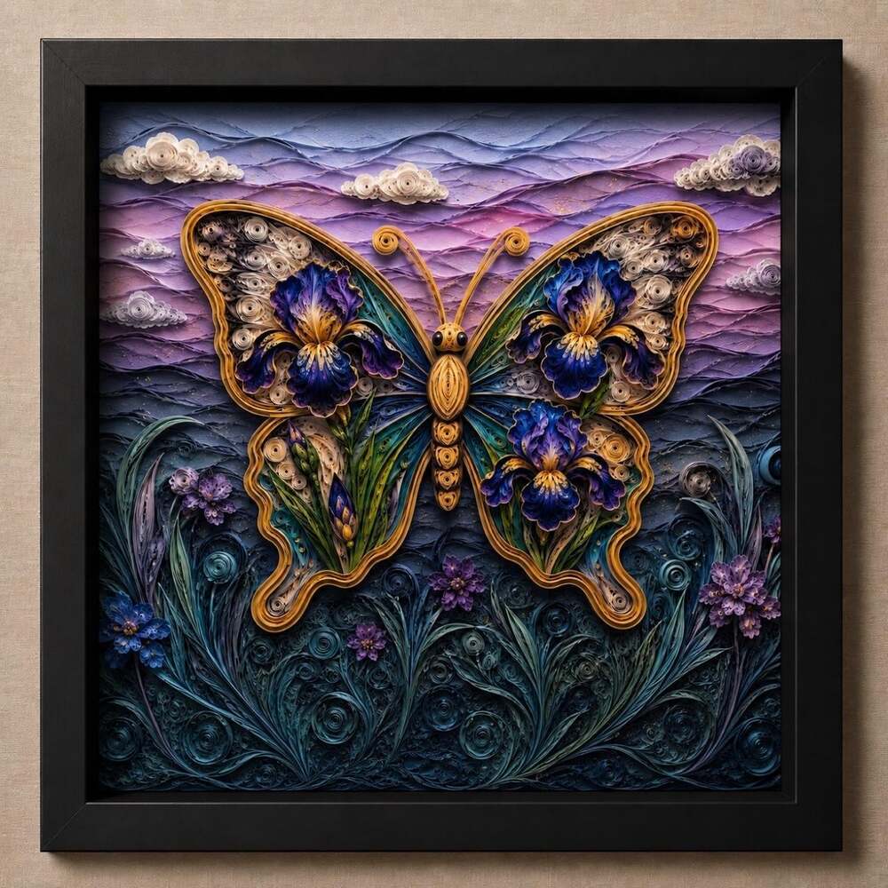 8 X 8 Black Framed Butterfly D 578